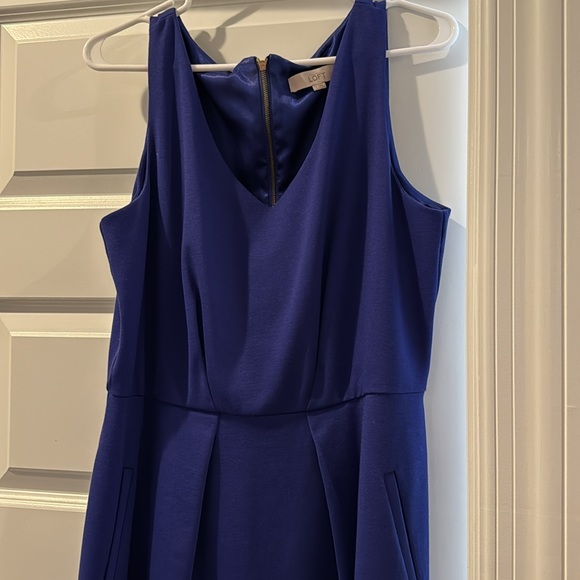 Loft blue mini fit and flare dress with pockets! - Picture 5 of 7
